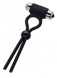 Черное эрекционное лассо Ect с виброэлементом - A-toys - в Волгограде купить с доставкой