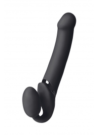 Черный безремневой вибрострапон Vibrating Bendable Strap-On L - Strap-on-me - купить с доставкой в Волгограде
