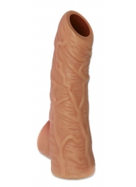 Телесная открытая насадка-реалистик с подхватом мошонки Nude Sleeve S - 10 см. - KOKOS - в Волгограде купить с доставкой