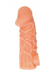 Телесная закрытая насадка с венками Cock Sleeve Size L - 17,6 см. - KOKOS - в Волгограде купить с доставкой