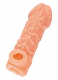 Телесная закрытая насадка с венками Cock Sleeve Size L - 17,6 см. - KOKOS - в Волгограде купить с доставкой