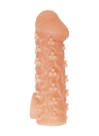 Телесная закрытая насадка с пучками шишечек Cock Sleeve Size S - 13,8 см. - KOKOS - в Волгограде купить с доставкой