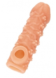 Телесная закрытая насадка с пучками шишечек Cock Sleeve Size M - 15,6 см. - KOKOS - в Волгограде купить с доставкой