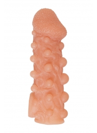 Телесная закрытая насадка с шариками Cock Sleeve Size M - 15,6 см. - KOKOS - в Волгограде купить с доставкой