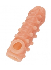 Телесная закрытая насадка с шариками Cock Sleeve Size M - 15,6 см. - KOKOS - в Волгограде купить с доставкой