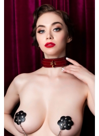 Красный ошейник из лакированного материала - ToyFa - купить с доставкой в Волгограде