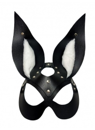 Черная маска зайки с белым мехом на ушках Miss Bunny - БДСМ Арсенал - купить с доставкой в Волгограде