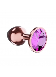 Пробка цвета розового золота с лиловым кристаллом Diamond Quartz Shine L - 8,3 см. - Lola Games - купить с доставкой в Волгограде