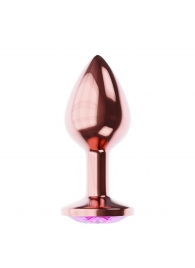 Пробка цвета розового золота с лиловым кристаллом Diamond Quartz Shine L - 8,3 см. - Lola Games - купить с доставкой в Волгограде