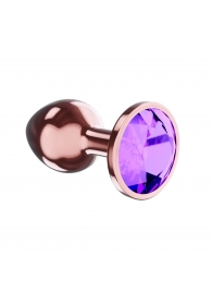 Пробка цвета розового золота с фиолетовым кристаллом Diamond Amethyst Shine L - 8,3 см. - Lola Games - купить с доставкой в Волгограде