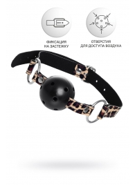 Черный кляп-шар на леопардовых ремешках Anonymo - ToyFa - купить с доставкой в Волгограде