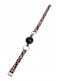 Черный кляп-шар на леопардовых ремешках Anonymo - ToyFa - купить с доставкой в Волгограде