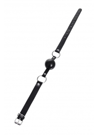 Черный кляп-шар на кожаных ремешках Anonymo - ToyFa - купить с доставкой в Волгограде