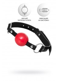 Красный кляп-шар на черных ремешках Anonymo - ToyFa - купить с доставкой в Волгограде