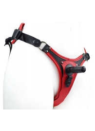 Красно-черный женский пояс с 2 способами крепления насадок - LOVETOY (А-Полимер) - купить с доставкой в Волгограде