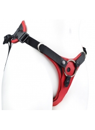 Красно-черный женский пояс с 2 способами крепления насадок - LOVETOY (А-Полимер) - купить с доставкой в Волгограде