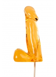 Оранжевый леденец в форме пениса со вкусом аморетто - Sosuчki - купить с доставкой в Волгограде