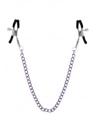 Зажимы для сосков с фиолетовой цепочкой Sweet Caress Nipple Chain - Sweet Caress - купить с доставкой в Волгограде
