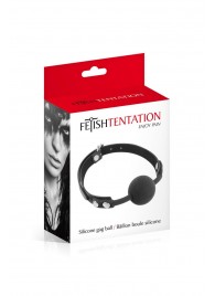 Черный силиконовый кляп-шарик на ремешках - Fetish Tentation - купить с доставкой в Волгограде