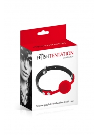 Красный кляп-шарик на черных ремешках - Fetish Tentation - купить с доставкой в Волгограде