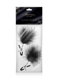 Зажимы на соски с черными пуховыми кисточками Sweet Caress Feather Nipple Clumps - Sweet Caress - купить с доставкой в Волгограде
