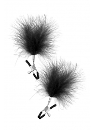 Зажимы на соски с черными пуховыми кисточками Sweet Caress Feather Nipple Clumps - Sweet Caress - купить с доставкой в Волгограде