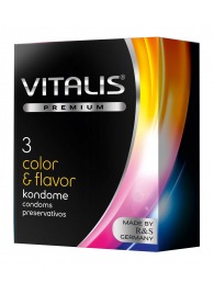 Цветные ароматизированные презервативы VITALIS PREMIUM color   flavor - 3 шт. - Vitalis - купить с доставкой в Волгограде