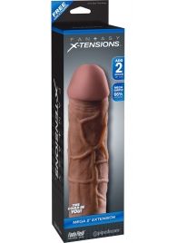 Коричневая насадка Mega 2  Extension - 20,3 см. - Pipedream - в Волгограде купить с доставкой