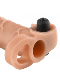Телесная вибронасадка с кольцом Vibrating Real Feel 2 Extension - 16 см. - Pipedream - в Волгограде купить с доставкой