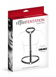 Черная упряжь на тело с шипами на ошейнике - Fetish Tentation - купить с доставкой в Волгограде