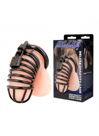 Черная металлическая клетка с замком Deluxe Chastity Cage - BlueLine - купить с доставкой в Волгограде
