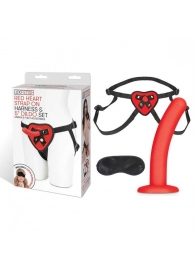 Красный поясной фаллоимитатор Red Heart Strap on Harness   5in Dildo Set - 12,25 см. - Lux Fetish - купить с доставкой в Волгограде