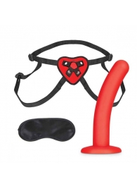 Красный поясной фаллоимитатор Red Heart Strap on Harness   5in Dildo Set - 12,25 см. - Lux Fetish - купить с доставкой в Волгограде