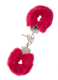 Металлические наручники с красной меховой опушкой METAL HANDCUFF WITH PLUSH RED - Dream Toys - купить с доставкой в Волгограде