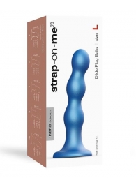 Голубая насадка Strap-On-Me Dildo Plug Balls size L - Strap-on-me - купить с доставкой в Волгограде