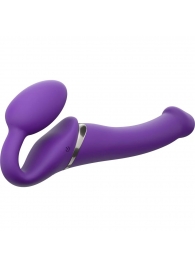 Фиолетовый безремневой вибрострапон Vibrating Bendable Strap-On - size L - Strap-on-me - купить с доставкой в Волгограде