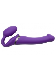 Фиолетовый безремневой вибрострапон Vibrating Bendable Strap-On - size L - Strap-on-me - купить с доставкой в Волгограде
