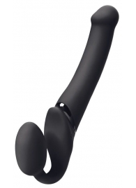 Черный безремневой вибрострапон Silicone Bendable Strap-On - size XL - Strap-on-me - купить с доставкой в Волгограде