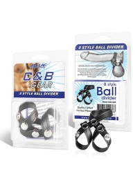 Разделитель мошонки из искусственной кожи на клепках 8 STYLE BALL DIVIDER - BlueLine - купить с доставкой в Волгограде