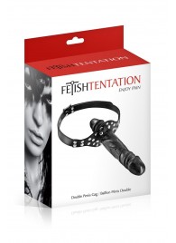 Черный кляп-фаллоимитатор Double Penis Gag - Fetish Tentation - купить с доставкой в Волгограде