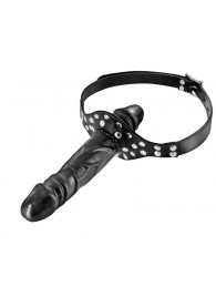 Черный кляп-фаллоимитатор Double Penis Gag - Fetish Tentation - купить с доставкой в Волгограде