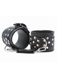 Чёрные кожаные оковы с клепками - БДСМ Арсенал - купить с доставкой в Волгограде