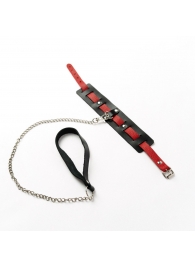 Черный ошейник с красным ремешком и поводком - Crazy Handmade - купить с доставкой в Волгограде