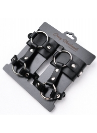 Черные наручники с креплением на кисть руки - Crazy Handmade - купить с доставкой в Волгограде