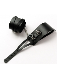 Черные кожаные оковы с креплением в виде веревочек - Crazy Handmade - купить с доставкой в Волгограде