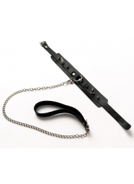 Черный ошейник с шипами и поводком - Crazy Handmade - купить с доставкой в Волгограде