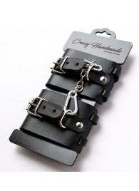 Черные кожаные наручники с ремешками - Crazy Handmade - купить с доставкой в Волгограде