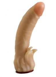 Телесная гелевая насадка-фаллос с клиторальными лепестками - 18,5 см. - LOVETOY (А-Полимер) - купить с доставкой в Волгограде