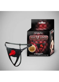 Черные кожаные универсальные трусики со штырьком для насадок и вырезом - Sitabella - купить с доставкой в Волгограде
