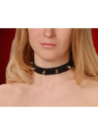 Узкий чёрный ошейник с шипами - Sitabella - купить с доставкой в Волгограде